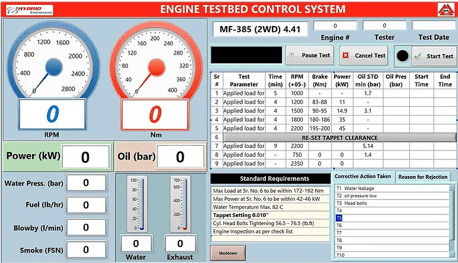 Production Engine Test Bed test system GUI